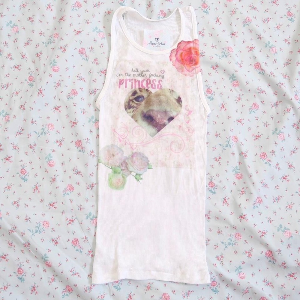 y2k tiger heart graphic ribbed tank top fitted cami mcbling